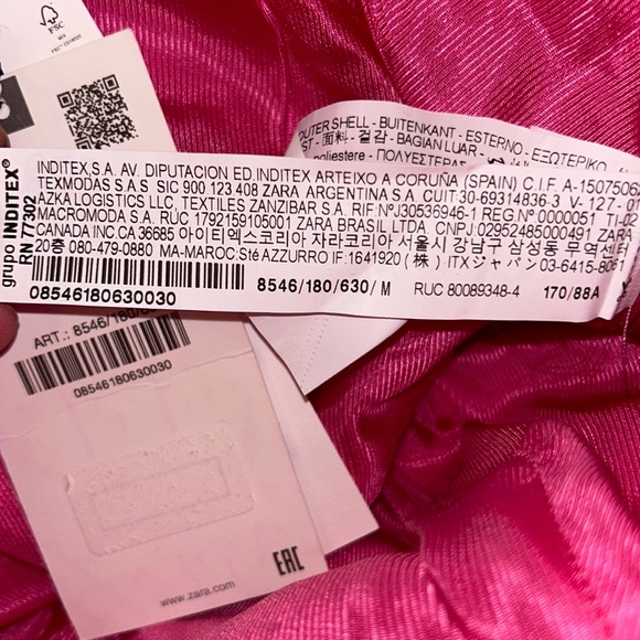 NWT Zara Fuschia Pink Voluminous Asymmetric One Shoulder Ruffled Crop Top - M - Picture 15 of 16